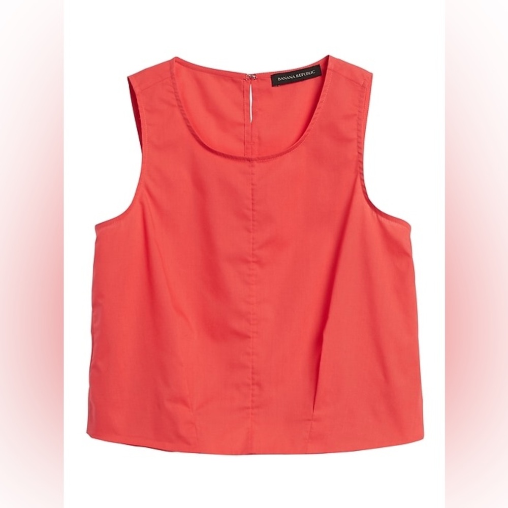 Banana Republic Coral Orange Red Poplin Cropped Sleeveless Shell Top Women’s XS